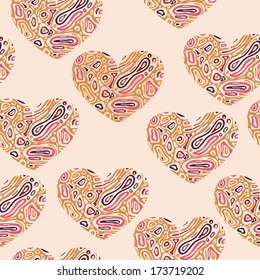 Vector Valentine's Seamless Abstract Pattern with hearts
