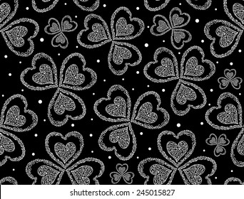 Vector valentines seamless pattern with figured clover leaves