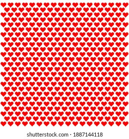 Vector Valentines seamless pattern with red hearts on white background. Vector illustration. EPS10