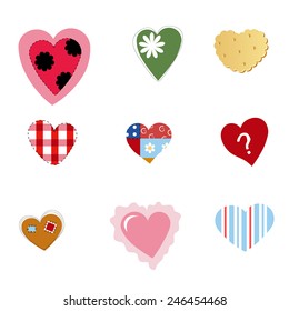 vector valentines set with  funny hearts on white background