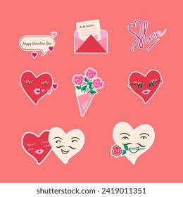 Vector valentine's sticker cute pink