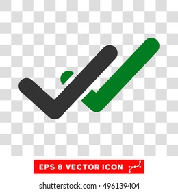 Vector Validation EPS vector pictogram. Illustration style is flat iconic bicolor green and gray symbol on a transparent background.