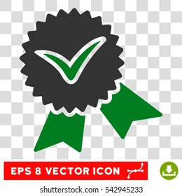 Vector Validation Seal EPS vector pictograph. Illustration style is flat iconic bicolor green and gray symbol on a transparent background.