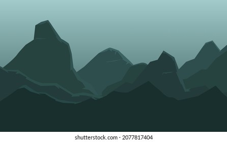 vector valley scenery mountains, cloudy weather