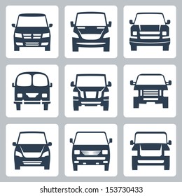 Vector Van Icons Set: Front View