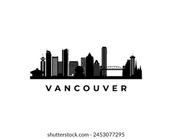 Vektorgrafik Vancouver Skyline. In: Travel Vancouver Famous Wahrzeichens. Geschäfts- und Tourismuskonzept für Präsentation, Banner, Website.