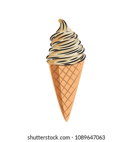 Vector vanilla ice cream illustration.