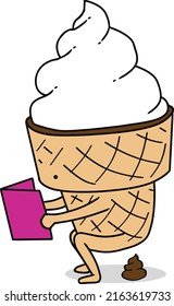sentada de helados vainilla vectorial y poop