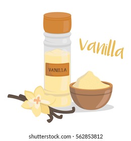 Vector vanilla illustration isolated in cartoon style. Herbs and Species Series