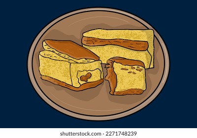 Vector vanilla slice illustration cartoon in doodle style