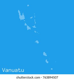 Vector Vanuatu map silhouette dotted on blue background