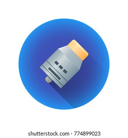 vector vape rebuildable drip atomizer RDA type electronic cigarette liquid vaporizer colorful realistic flat style long shadow illustration decoration blue circle icon isolated white background
