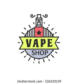 Vector Vaping Badges, Modern Line Art Labels, Vape Shop Logo