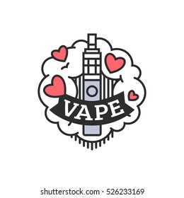 Vector Vaping Badges, Modern Line Art Labels, Vape Shop Logo