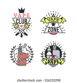Vector Vaping Badges, Modern Line Art Labels, Vape Shop Logo