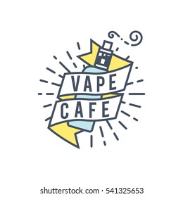 Vector Vaping Badges, Modern Line Art Labels, Vape Shop Logo