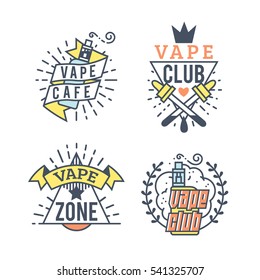 Vector Vaping Badges, Modern Line Art Labels, Vape Shop Logo