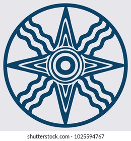 Vector Variant of Old Semitic and Sumerian god Shamash Star. Also symbol of god Utu.