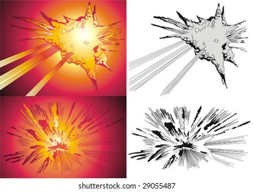 Vector variants of the blast in style comics.