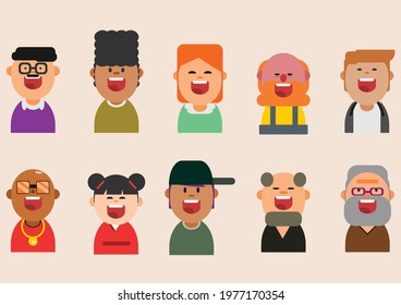 vector variation of happy faces, flat design, simple and attractive. both used for illustration, web design, books and others.
