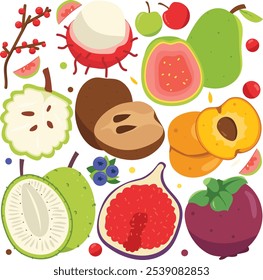 Variaciones de Vector de fruta con hermosos colores