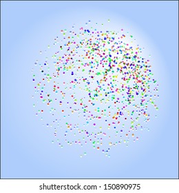 Vector Varicolored Circles on a Radial Gradient Blue Background 