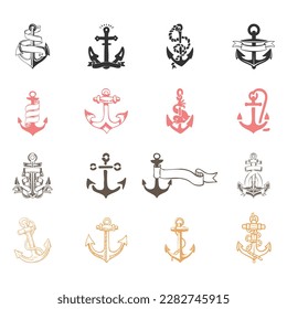 variedad vectorial de iconos de anclaje