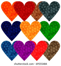 vector variety of bright hearts, clipping masks, eps10