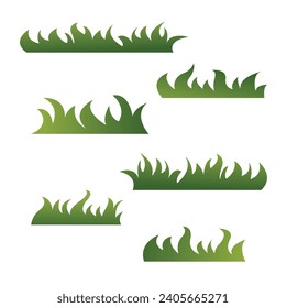 vector variety of grass borders in windy weather. in flat design