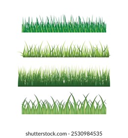 vetor variedade de bordas de grama em tempo ventoso. em design plano