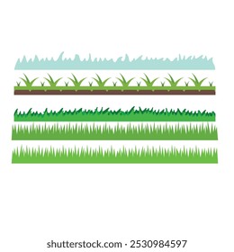 vetor variedade de bordas de grama em tempo ventoso. em design plano