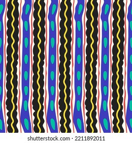 vector variety modern colorful doodle vertical stripe seamless pattern on white