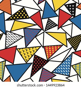 vector variety triangle modern mondrian art style seamless pattern