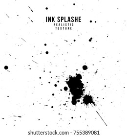 vector various black monochrome ink paint splashes and splatters decorative realistic texture set isolated on white background