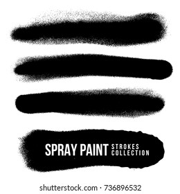 vector various black monochrome spray paint splash stokes decorative realistic texture set isolated on white background
