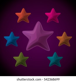 Vector various colored stars on dark purple background