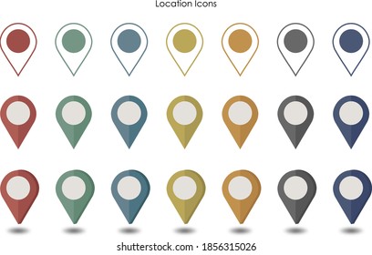 Vector de varios colores Juego de iconos de ubicación