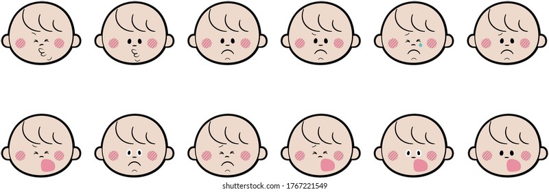 
Vector of various expressions of the baby