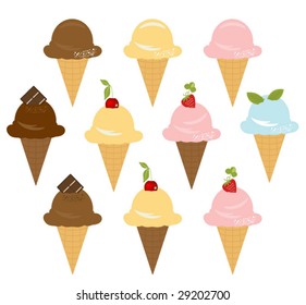 Vector Various Flavors  Ice-Cream Stylish Set