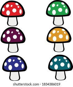 vector Various forms of colored mushrooms