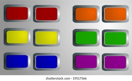 Vector: various glossy buttons with 3d effects, easy to edit.