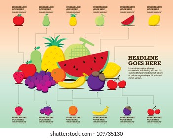 vector of various graphical fruits