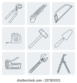vector various grey outline house repair instruments equipment icons