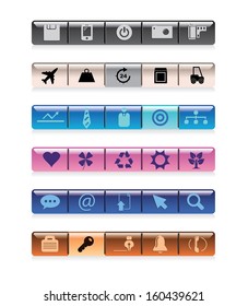 Vector various icons set in buttons.
