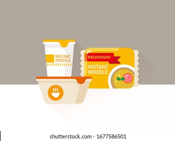 vector various kinds of instant noodles       / product package design / grain reserves, storage stocks concept / flat, isolated, sign and icon template 