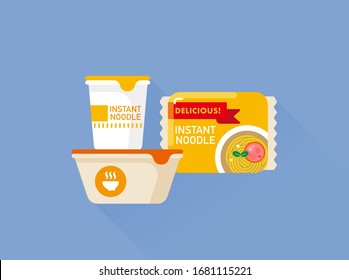 vector various kinds of instant noodles       / product package design / grain reserves, storage stocks concept / flat, isolated, sign and icon template 