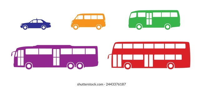 Vector of various kinds and sizes of passenger vehicles, eps