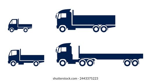 Vector of various kinds and sizes of pickup truck, eps