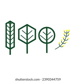 vector of various leaves with green dominant