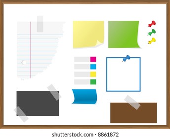 Vector - Various pieces of paper, notes, documents, card. Stationery collection.